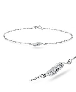 Feather Shaped Silver Anklet ANK-319